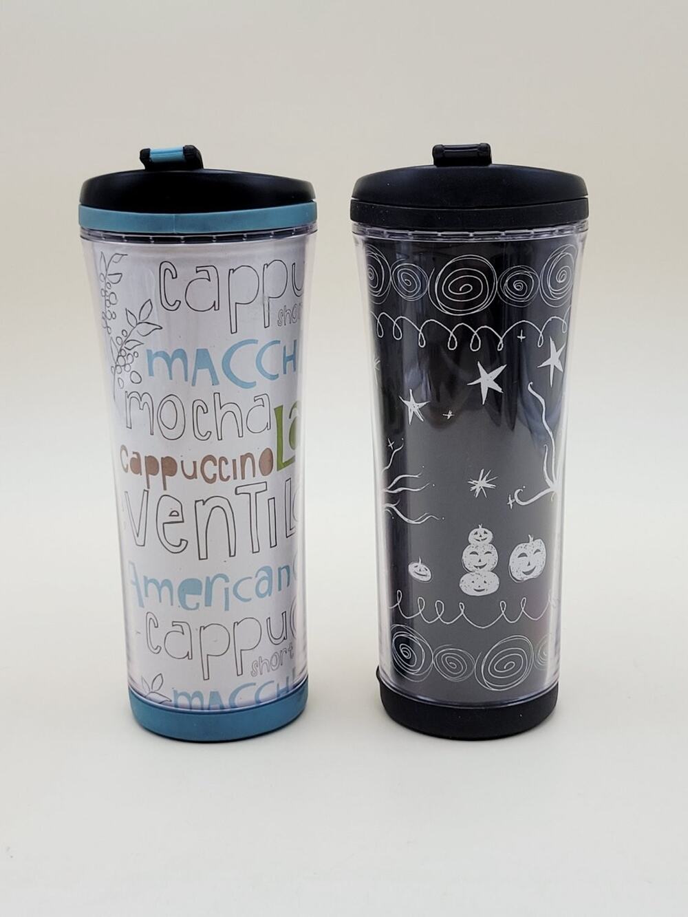 Set 2 Starbucks 16oz Travel Tumblers Halloween Spooky Tree Menu Coffee 2007/8